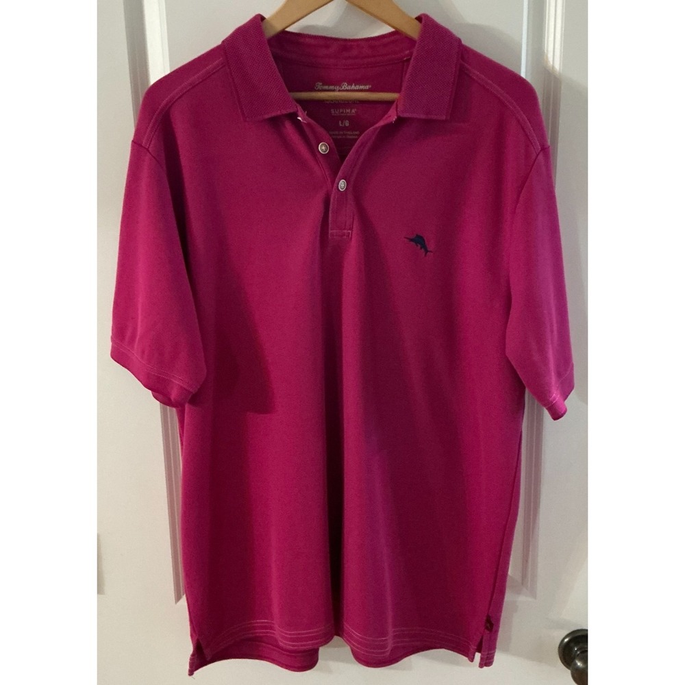 Tommy Bahama IslandZone Supima Cotton Polo Men's Large Pink Short Sleeve Shirt L - Picture 2 of 8